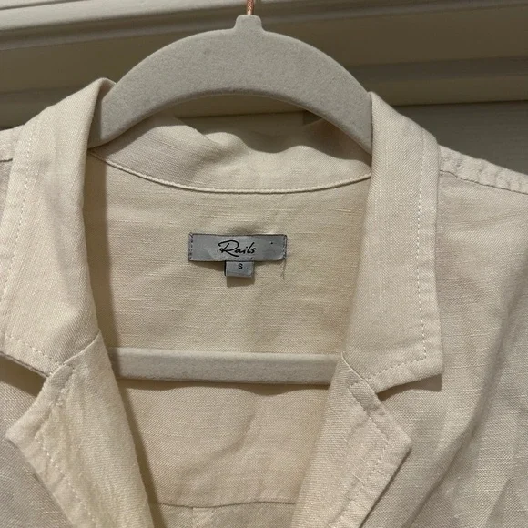 Rails Georgie Tie Waist Linen Romper in Stone - Picture 11 of 13